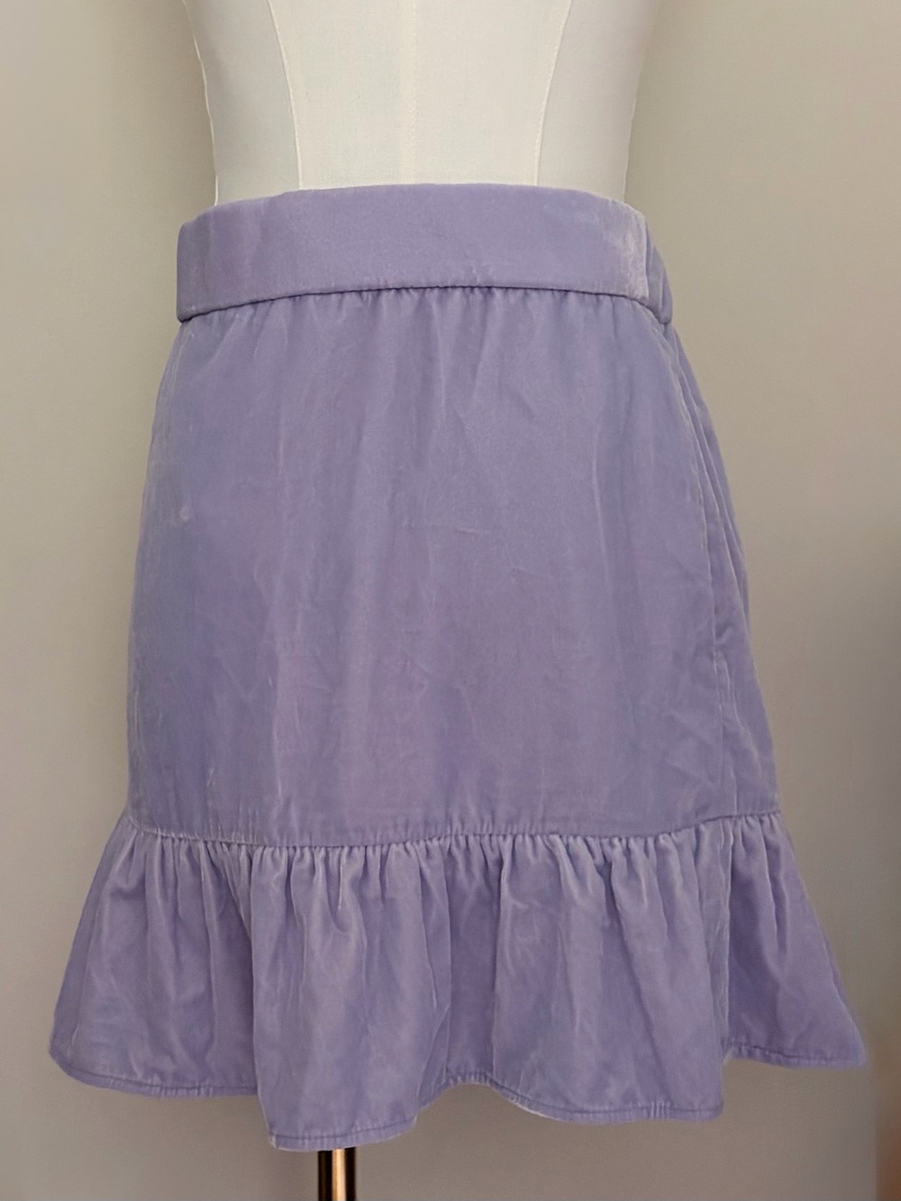 J. Crew Velvet Lavender Ruffle Skirt with Pockets